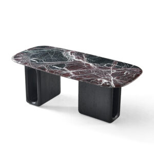 Naqiu Red Quartzite & Leather Dining Table