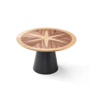 Parquet Wood Grain Round Dining Table