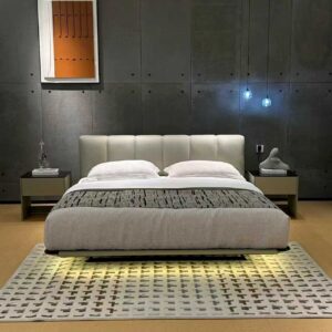 Piano‑Key Floating Upholstered Bed