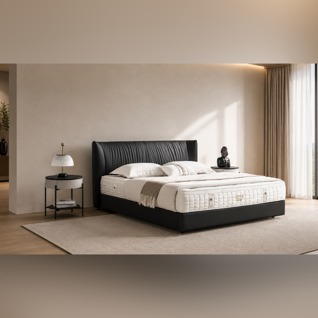 Satin‑Effect Upholstered Bed - Image 2
