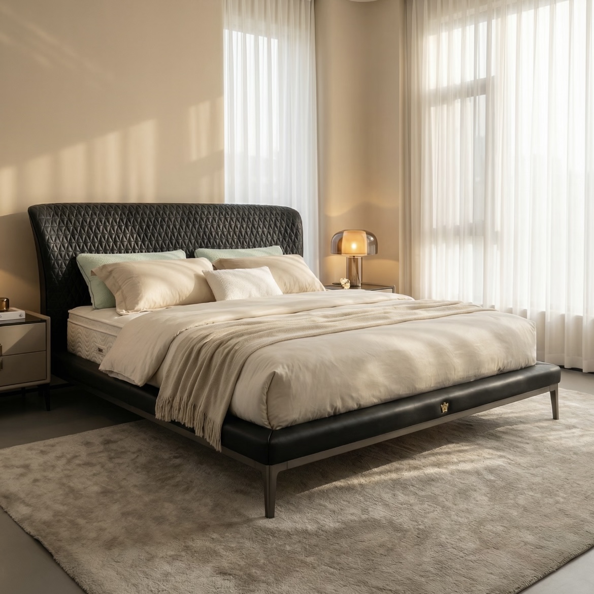 Royal‑Style Quilted Upholstered Bed - Image 2