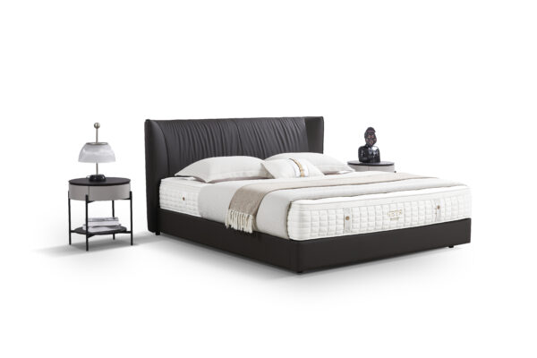 Satin‑Effect Upholstered Bed