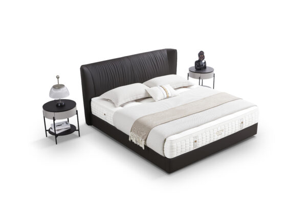 Satin‑Effect Upholstered Bed