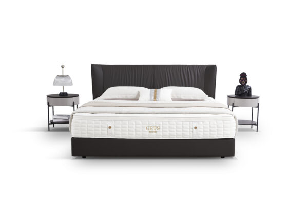 Satin‑Effect Upholstered Bed